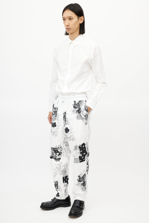 Comme des Garçons SHIRT White 
Black Comic Print Trouser