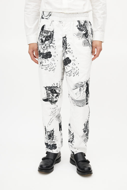 Comme des Garçons SHIRT White 
Black Comic Print Trouser