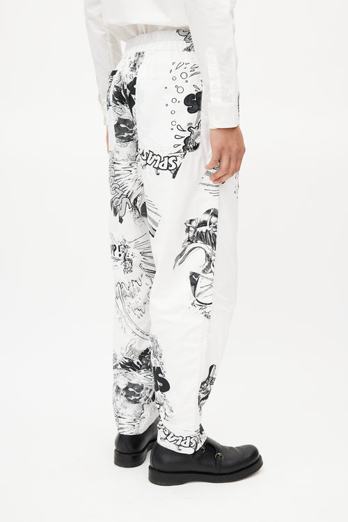 Comme des Garçons SHIRT White 
Black Comic Print Trouser