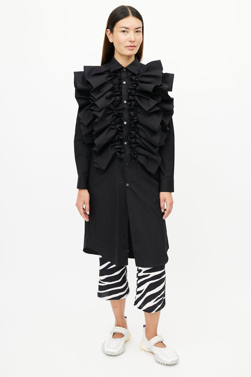 Comme des Garçons SS 2020 Black Ruffle Shirt Dress