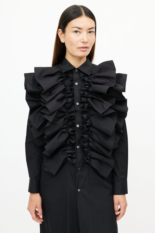 Comme des Garçons SS 2020 Black Ruffle Shirt Dress