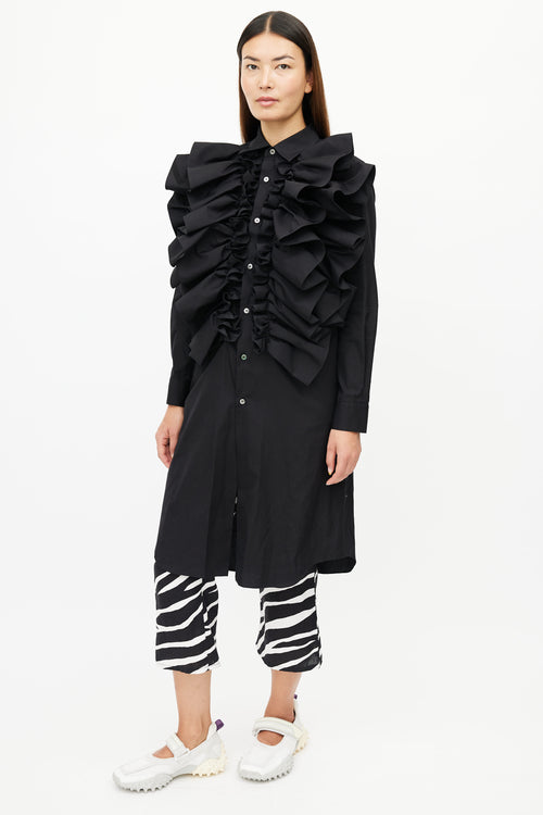 Comme des Garçons SS 2020 Black Ruffle Shirt Dress