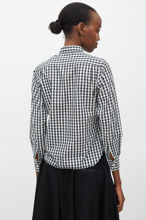 Comme des Garçons Shirt Black 
White Gingham Floral Embroidered Shirt