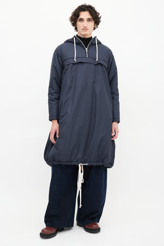 Comme des Garçons Shirt Boys Navy Quarter Zip Long Padded Coat