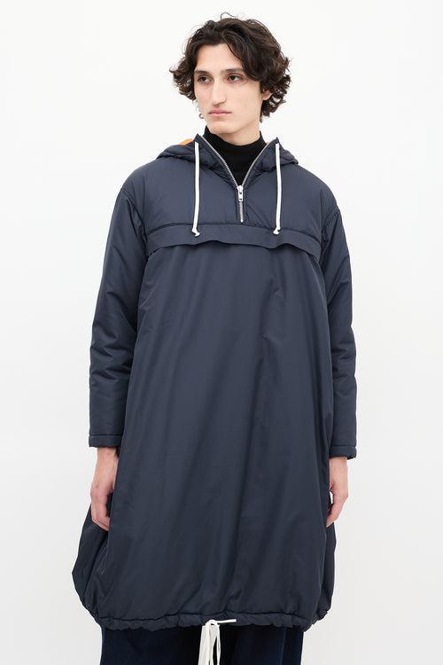 Comme des Garçons Shirt Boys Navy Quarter Zip Long Padded Coat