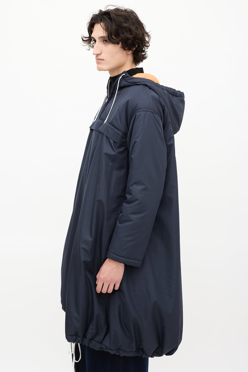 Comme des Garçons Shirt Boys Navy Quarter Zip Long Padded Coat