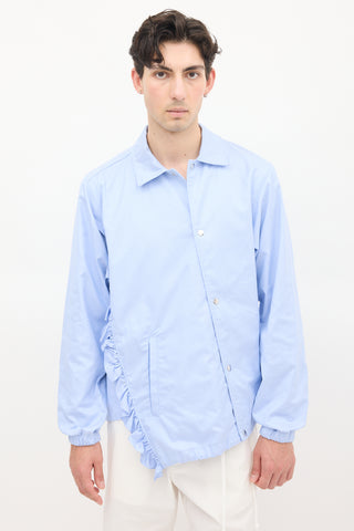 Comme des Garçons Light Blue Cotton Ruffled Asymmetric Jacket