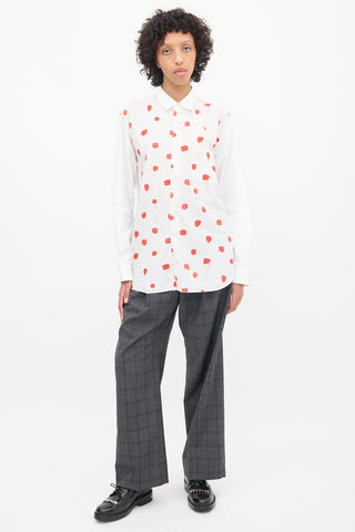 Comme des Garçons Shirt White 
Red Cotton Polka Dot Shirt