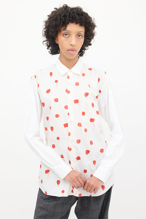 Comme des Garçons Shirt White 
Red Cotton Polka Dot Shirt