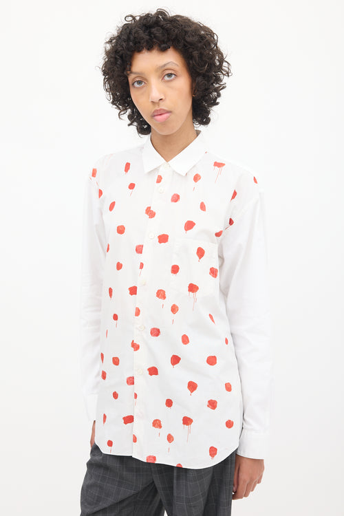 Comme des Garçons Shirt White 
Red Cotton Polka Dot Shirt