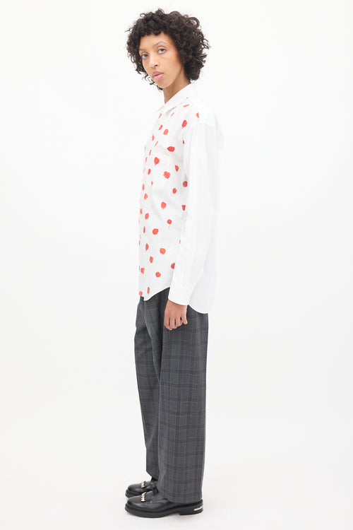 Comme des Garçons Shirt White 
Red Cotton Polka Dot Shirt