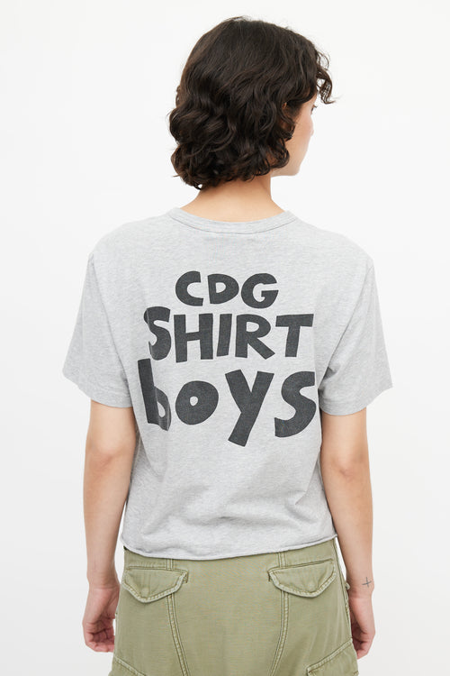 Comme des Garçons Shirt BOYS Grey 
Black Logo T-Shirt