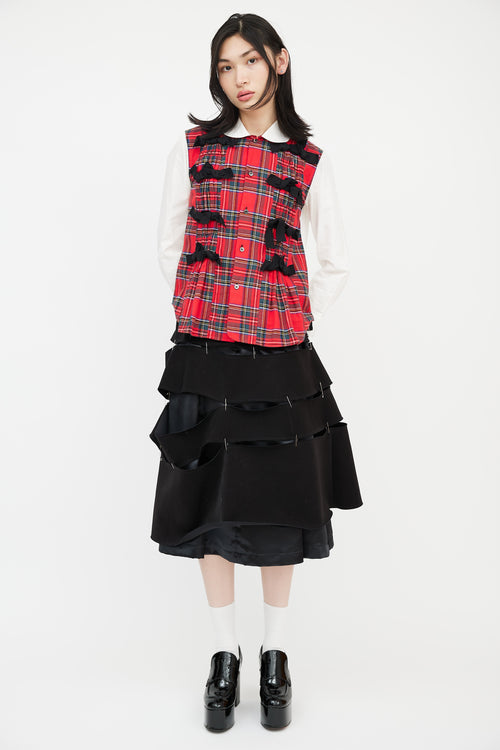 Comme des Garçons Tricot AD 2017 White 
Red Plaid Bow Front Shirt