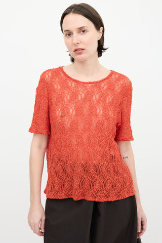 Comme des Garçons Tricot FW 2008 Orange Knit Mesh Top