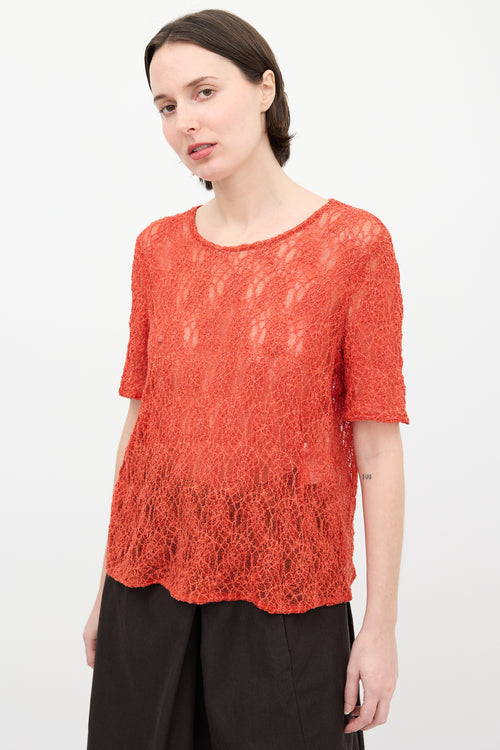 Comme des Garçons Tricot FW 2008 Orange Knit Mesh Top