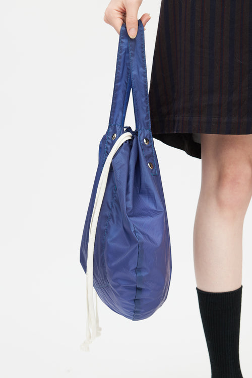 Comme des Garçons Tricot Navy Nylon Drawstring Tote Bag