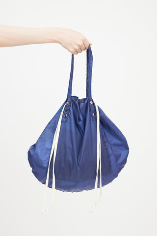 Comme des Garçons Tricot Navy Nylon Drawstring Tote Bag