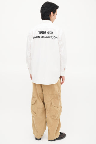 Comme des Garçons White 1986 Été Logo Shirt