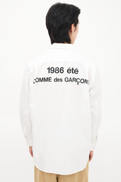 Comme des Garçons White 1986 Été Logo Shirt