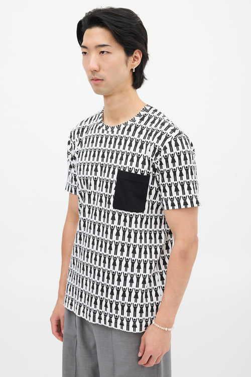 Comme des Garçons White 
Black Graphic T-Shirt