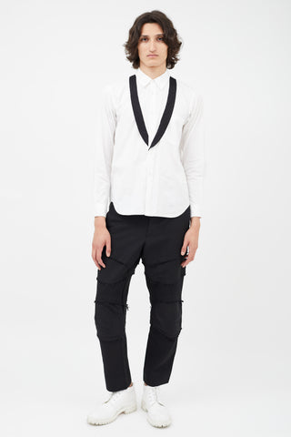 Comme des Garçons White 
Black Lapel Shirt