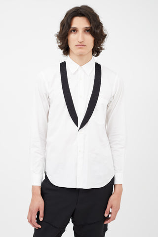 Comme des Garçons White 
Black Lapel Shirt