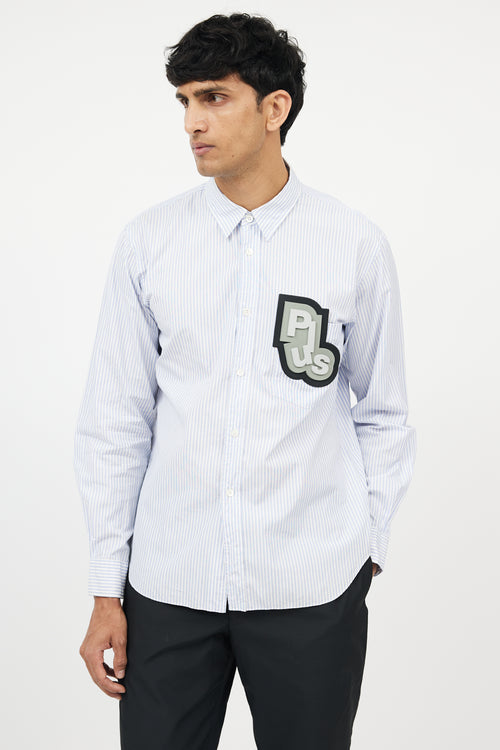 Comme des Garcons White 
Blue Rubberized Logo Shirt