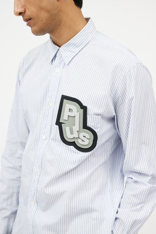 Comme des Garcons White 
Blue Rubberized Logo Shirt