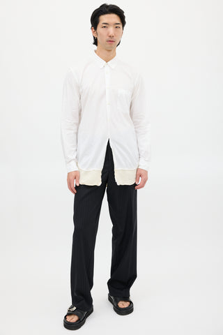 Comme des Garçons White 
Cream Wool Panel Shirt