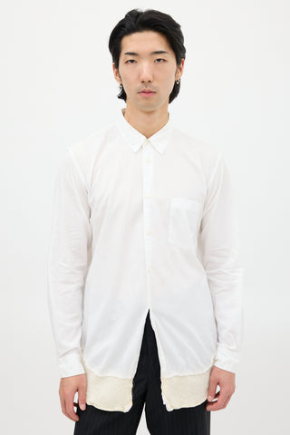 Comme des Garçons White 
Cream Wool Panel Shirt