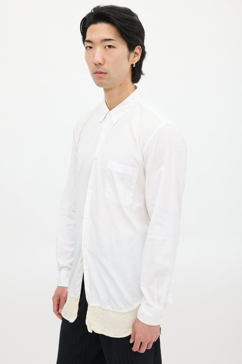 Comme des Garçons White 
Cream Wool Panel Shirt