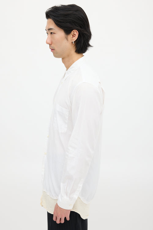 Comme des Garçons White 
Cream Wool Panel Shirt