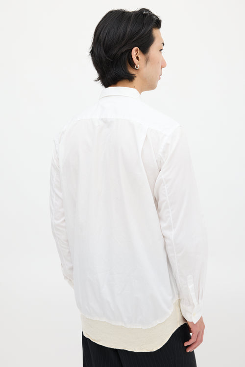 Comme des Garçons White 
Cream Wool Panel Shirt