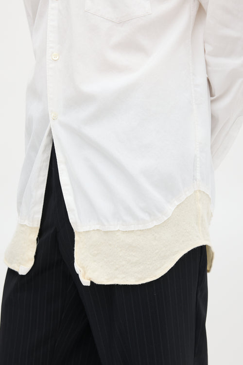 Comme des Garçons White 
Cream Wool Panel Shirt