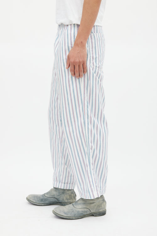 Comme des Garçons White 
Multicolour Striped Trouser