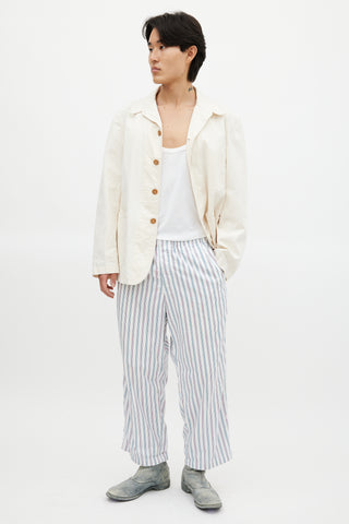 Comme des Garçons White 
Multicolour Striped Trouser