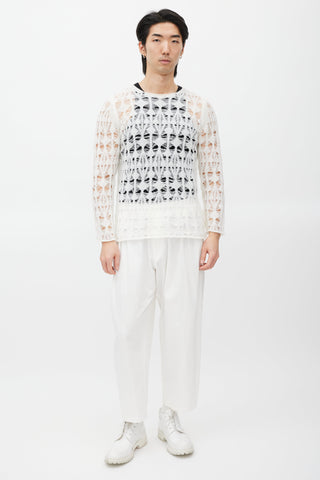 Comme des Garçons White Open Knit Sweater