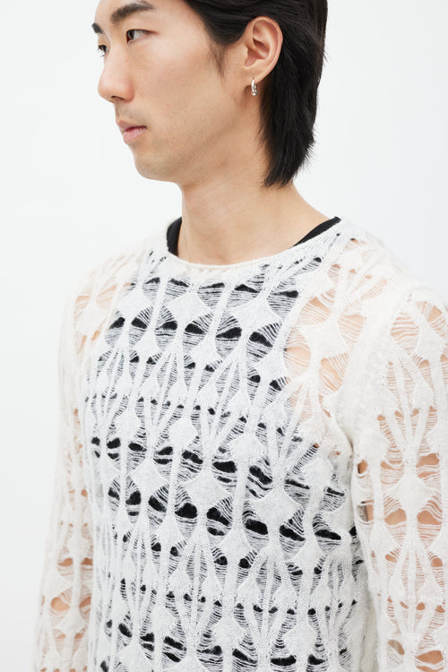 Comme des Garçons White Open Knit Sweater