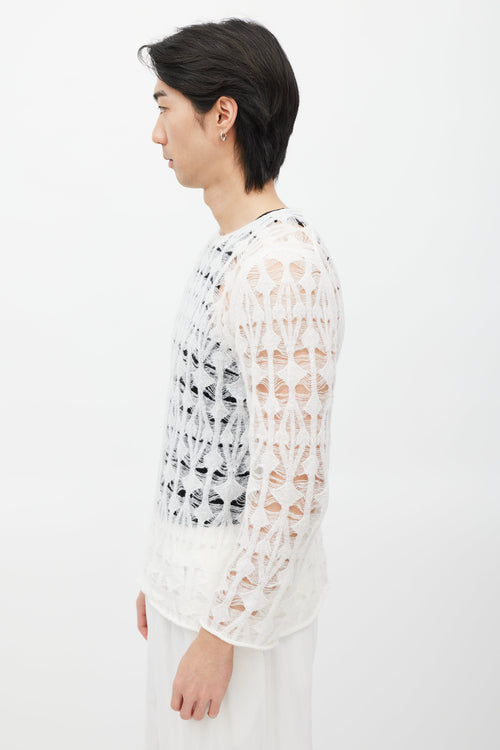 Comme des Garçons White Open Knit Sweater