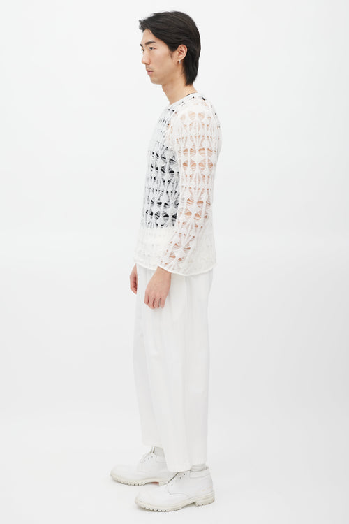 Comme des Garçons White Open Knit Sweater