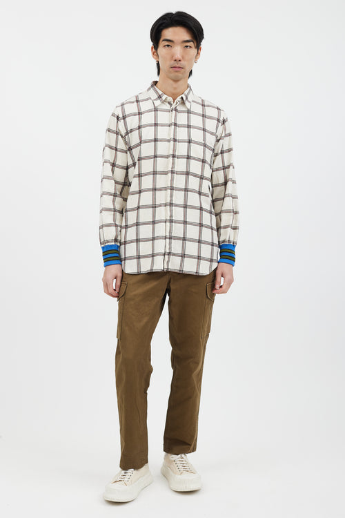 Comme des Garçons White 
Pink Plaid Corduroy Shirt