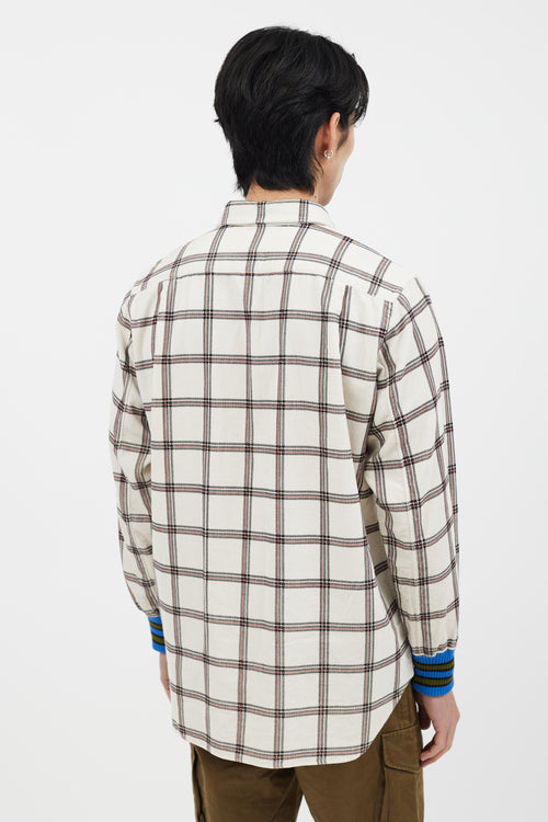 Comme des Garçons White 
Pink Plaid Corduroy Shirt