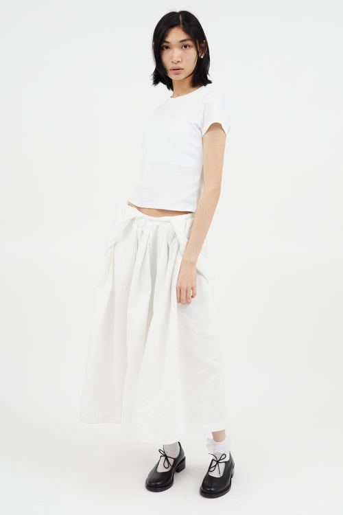 Comme des Garçons White Raw Hem Suspender Skirt