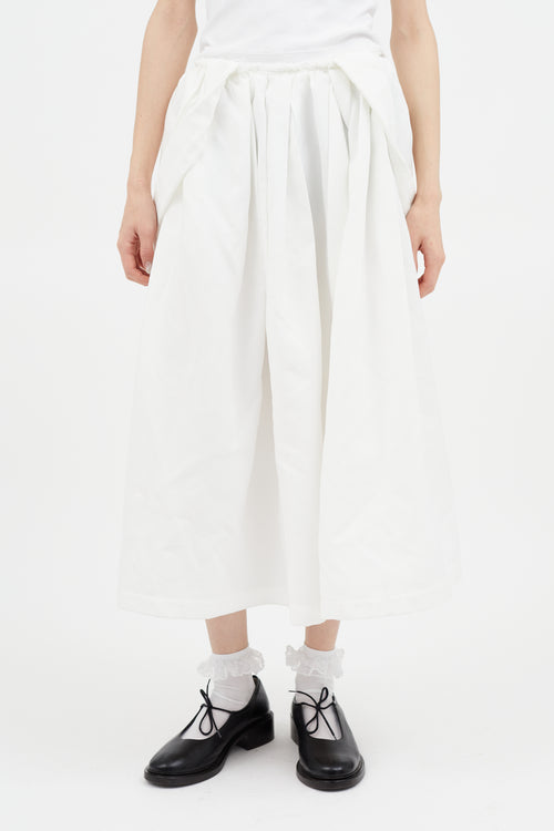 Comme des Garçons White Raw Hem Suspender Skirt