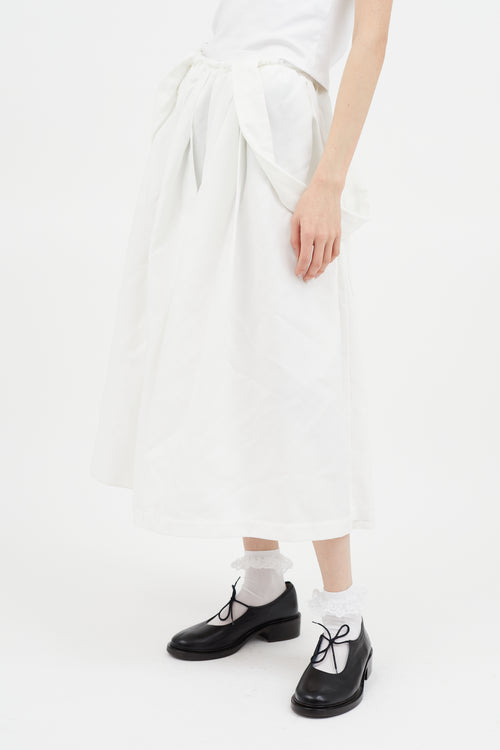 Comme des Garçons White Raw Hem Suspender Skirt