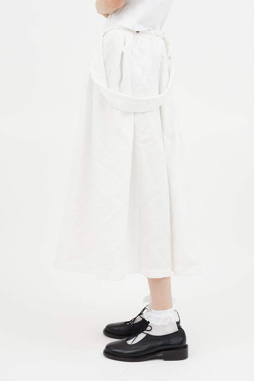 Comme des Garçons White Raw Hem Suspender Skirt