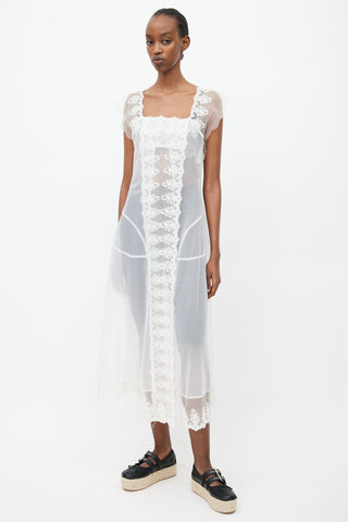 FW 2001 White Sheer Lace Panel Tunic