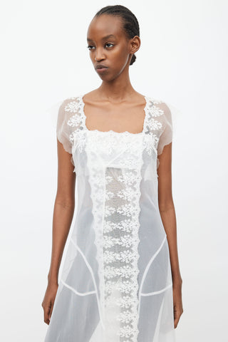 FW 2001 White Sheer Lace Panel Tunic