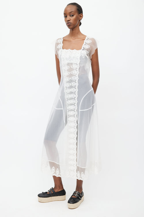 FW 2001 White Sheer Lace Panel Tunic