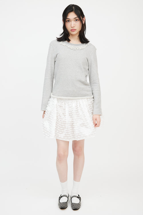 Comme des Garçons X Jupe Grey Pearl Embellished Crewneck Sweater